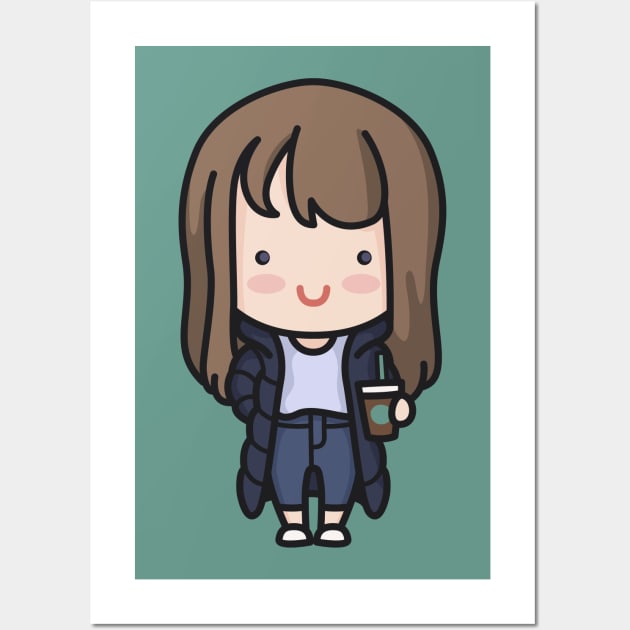 Cute Korean Hip Girl Cartoon Wall Art by SLAG_Creative